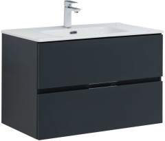 Тумба с раковиной Aquanet Алвита New 80 2 ящика, антрацит