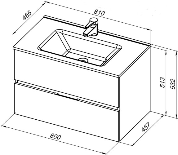 Тумба с раковиной Aquanet Алвита New 80 2 ящика, антрацит