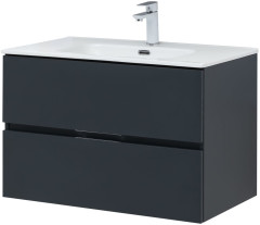 Тумба с раковиной Aquanet Алвита New 80 2 ящика, антрацит