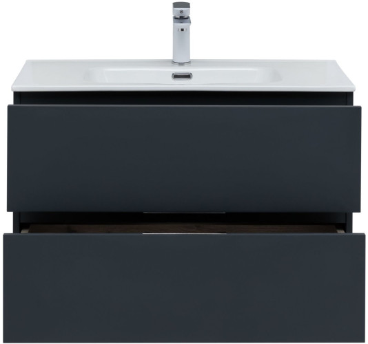 Тумба с раковиной Aquanet Алвита New 80 2 ящика, антрацит