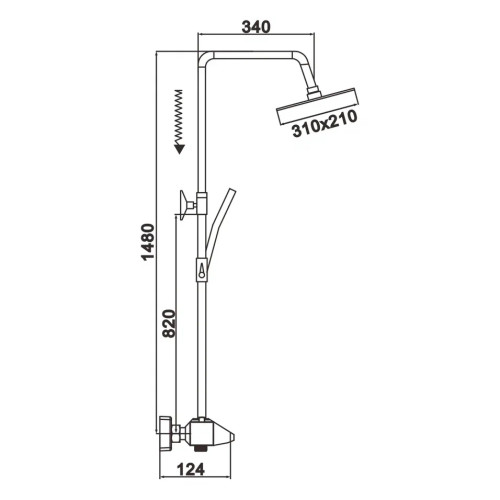 Душевая система с термостатом Rose R3736H, черный