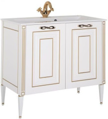 Тумба с раковиной Aquanet Паола 90 белый/золото (литьевой мрамор)