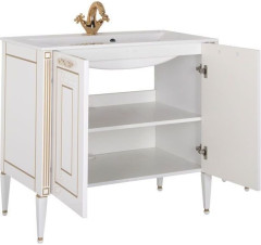 Тумба с раковиной Aquanet Паола 90 белый/золото (литьевой мрамор)