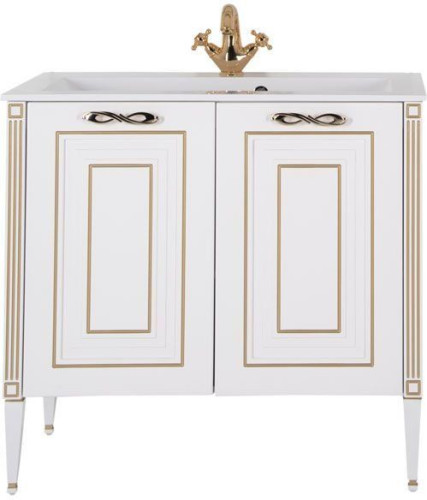 Тумба с раковиной Aquanet Паола 90 белый/золото (литьевой мрамор)
