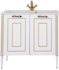 Тумба с раковиной Aquanet Паола 90 белый/золото (литьевой мрамор)