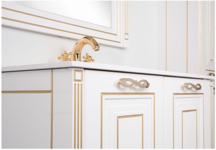 Тумба с раковиной Aquanet Паола 90 белый/золото (литьевой мрамор)