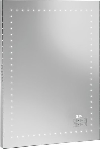 Sanibano, зеркало вертикальной формы с LED подсветкой, радио и часами, подсветка по периметру