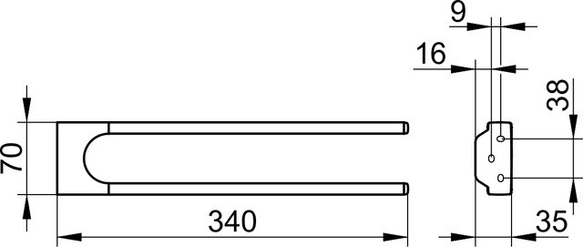 Полотенцедержатель Keuco Collection Mol двухрожковый 340 мм, хром (12719010000)