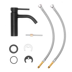 Смеситель для раковины Paffoni LIGHT без донного клапана, черный матовый (LIG071NO)