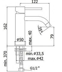 Смеситель для раковины Paffoni LIGHT без донного клапана, черный матовый (LIG071NO)