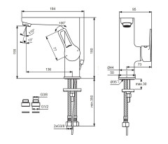 Смеситель для раковины Vidima HYPE Керамический картридж (BA408AA)
