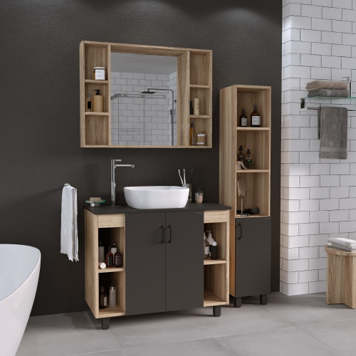 Тумба напольная Grossman ФЛАЙ-100 см дуб сонома/серая (ум.Фостер-100)