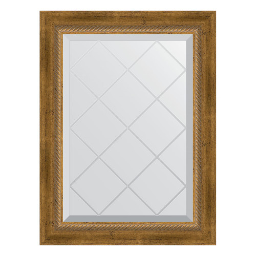 Зеркало настенное с гравировкой EVOFORM в багетной раме состаренная бронза с плетением, 53х71 см, BY 4004