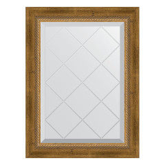 Зеркало настенное с гравировкой EVOFORM в багетной раме состаренная бронза с плетением, 53х71 см, BY 4004