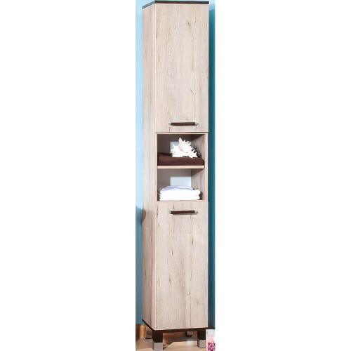 Шкаф пенал Бриклаер Карибы 35 4620750416928 с бельевой корзиной Дуб кантри Венге