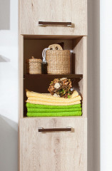 Шкаф пенал Бриклаер Карибы 35 4620750416928 с бельевой корзиной Дуб кантри Венге