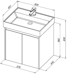 Тумба с раковиной Aquanet Nova Lite 60 дуб рустикальный (2 дверцы)