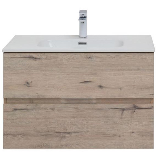 Тумба с раковиной Aquanet Алвита New 80 2 ящика, дуб веллингтон белый