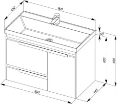 Тумба с раковиной Aquanet Тиволи 90 черный