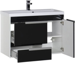 Тумба с раковиной Aquanet Тиволи 90 черный
