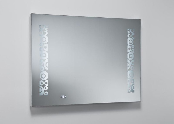 Sanibano, зеркало горизонтальной формы с LED подсветкой и часами, 2 полоски света