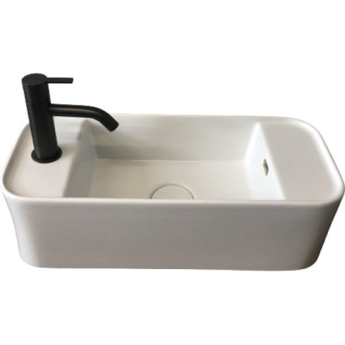 White Ceramic Geo Mini, накладная прямоугольная раковина с отверстием п/с 50,5x22,5x15h см, цвет белый глянцевый