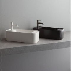 White Ceramic Geo Mini, накладная прямоугольная раковина с отверстием п/с 50,5x22,5x15h см, цвет белый глянцевый