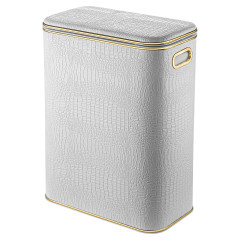 Корзина для белья  WGKR-M-9 CROCO белая, кант золото, малая