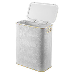 Корзина для белья  WGKR-M-9 CROCO белая, кант золото, малая