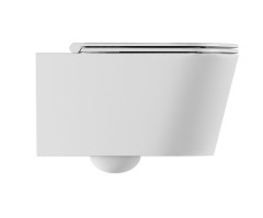 Alice Hide Round подвесной безободковый унитаз c крепежом fix10, 57x37 см, 31170101SET белый глянцевый c сиденьем микролифт