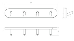 Планка настенная широкая 4 крючка RUSH Bianki (BI76241)