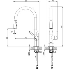 Смеситель для кухонной мойки Azario VINCENTE выдвижной излив, керамический картридж, хром (AZ-VPV569064C)
