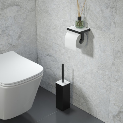 Бумагодержатель IDDIS с полкой со вставкой из белого камня On-X (ONXBL01i43)