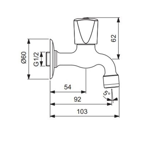 Кран для одного типа воды Vidima Practic, хром (BA158AA)