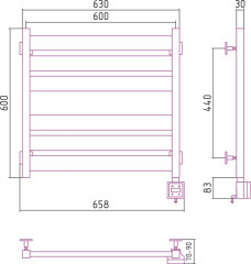 Электрический полотенцесушитель Сунержа Центурион 600х600