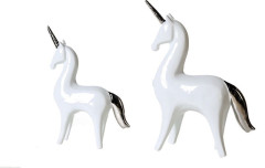 Casablanca, керамическая фигурка большая &quot;Единорог&quot;, цвет бело-серебристый