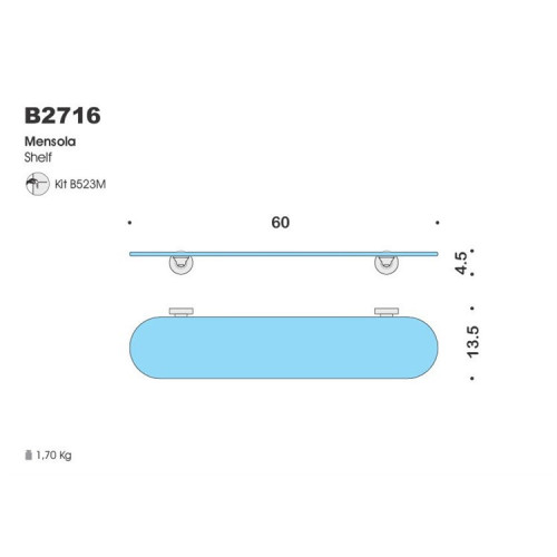 Стеклянная полка Colombo Design Basic B2716
