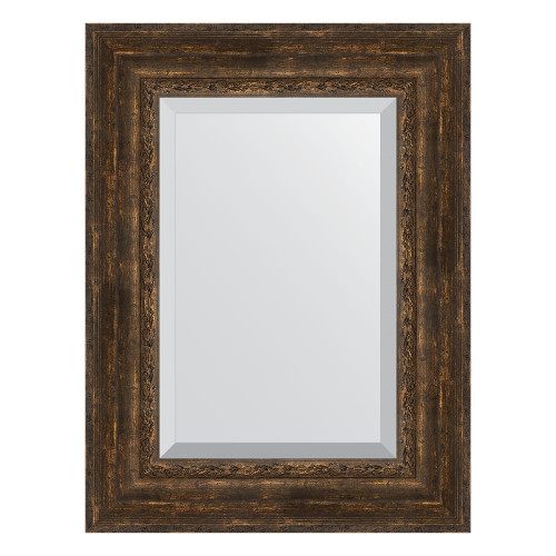 Зеркало настенное с фацетом EVOFORM в багетной раме состаренное дерево с орнаментом, 62х82 см, BY 3404