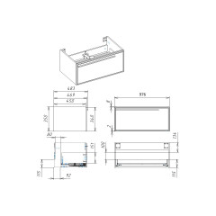 Тумба под раковину подвесная La Fenice Elba FNC-01-ELB-G-100, серо-зеленая