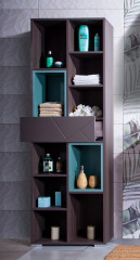 Шкаф пенал Бриклаер Кристалл 60 4627125414763 Софт Графит Ясень Анкор темный Муссон