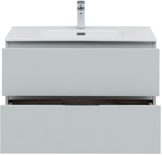 Тумба с раковиной Aquanet Алвита New 80 2 ящика, серый
