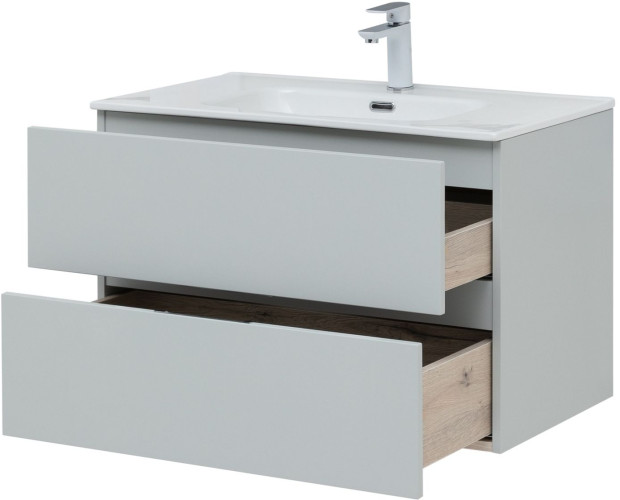 Тумба с раковиной Aquanet Алвита New 80 2 ящика, серый