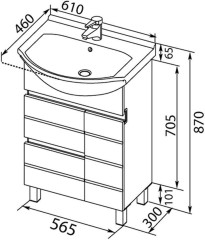 Тумба с раковиной Aquanet Доминика 60 черный