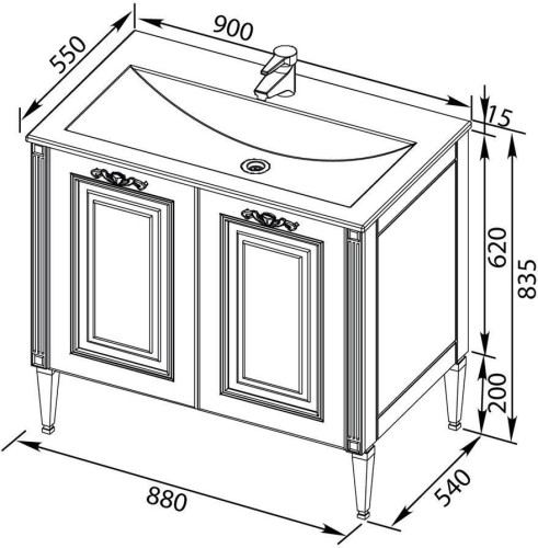 Тумба с раковиной Aquanet Паола 90 белый/серебро (литьевой мрамор)