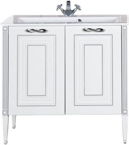 Тумба с раковиной Aquanet Паола 90 белый/серебро (литьевой мрамор)