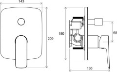 Смеситель настенный с переключателем CL 065.00 для R-box