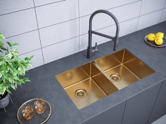 Мойка нерж. сталь Paulmark AISI304 DOPPLET, PM507844-BG, брашированное золото, 780х440мм, Paulmark