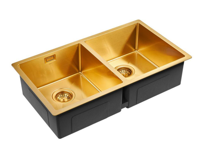 Мойка нерж. сталь Paulmark AISI304 DOPPLET, PM507844-BG, брашированное золото, 780х440мм, Paulmark