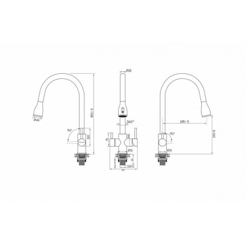 Смеситель для кухни Paulmark Lange, антрацит полностью, La214212-401, Paulmark