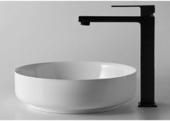 Смеситель для раковины - чаши Paffoni ELLE высокий, без донного клапана, черный матовый (EL081NO)